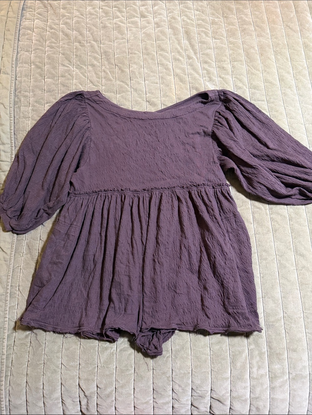 Free People Plum Puff-Sleeve Peasant Top